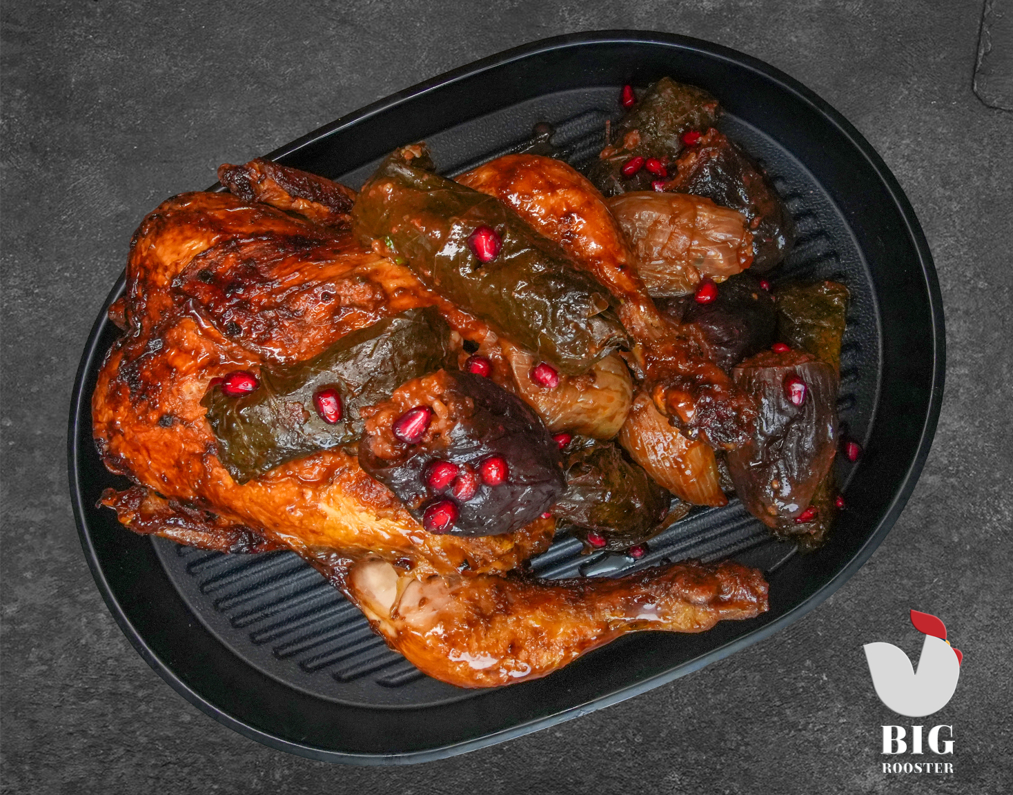 Whole chicken over open flames